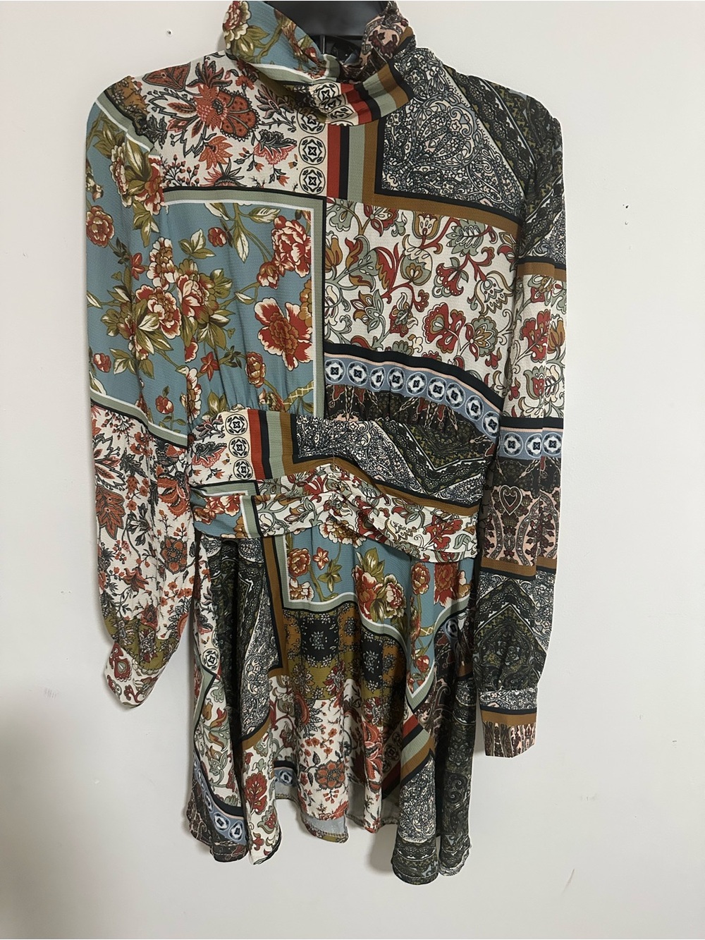 Boohoo Multi-Color Floral Patchwork Mini Dress - Picture 2 of 5
